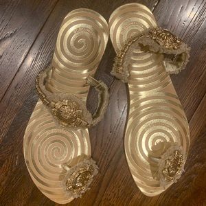 BCBG MAXAZRIA GOLD MEDALLION SANDAL
